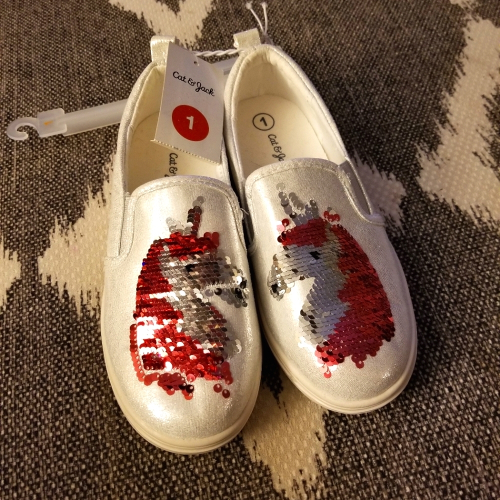 Girl's sequin unicorn slip-on sneakers
